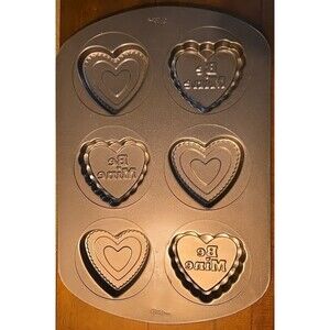 Wilton Valentine's Day Cookie Pan Heart-Shaped Conversation Treat 6 Cookie Molds